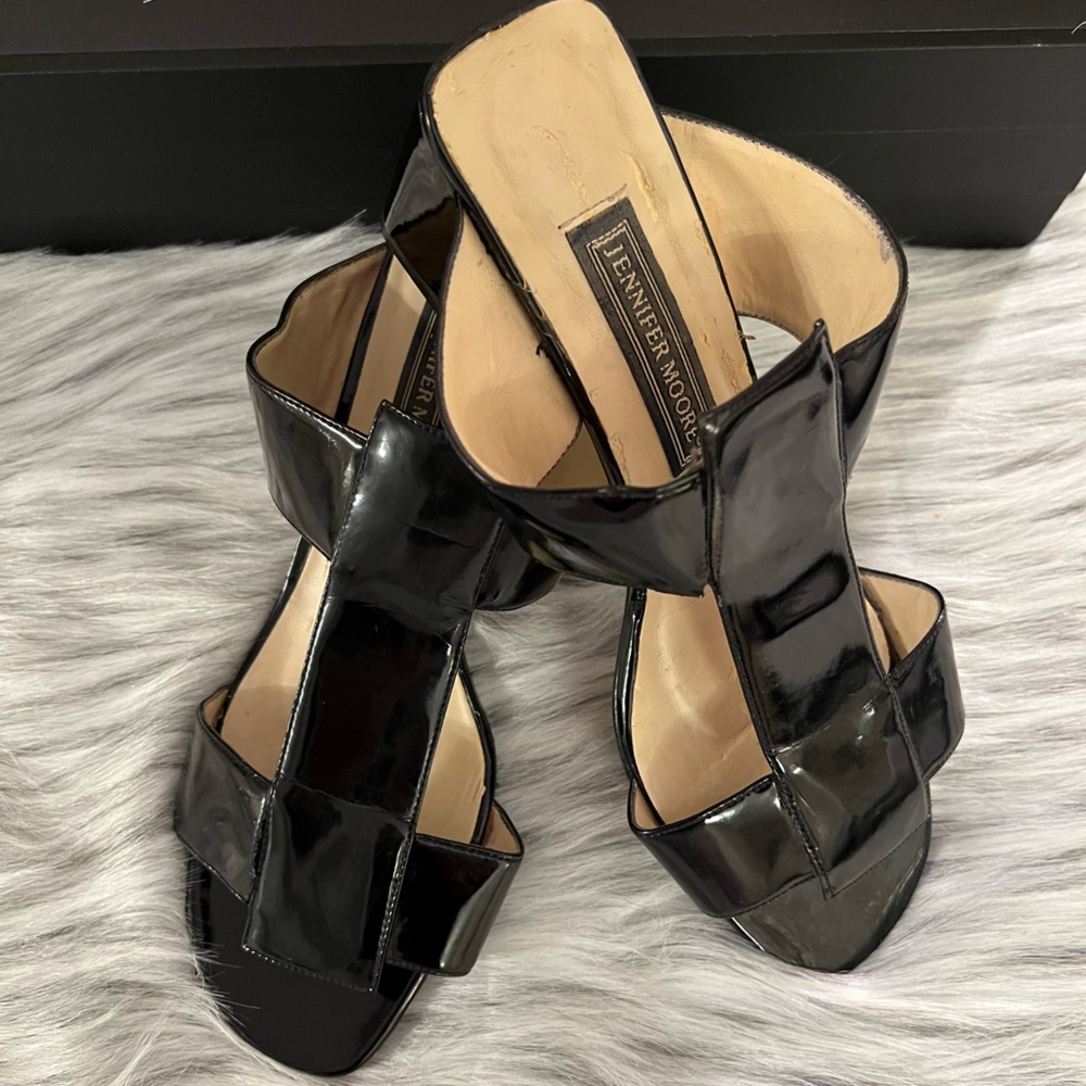 Jennifer Moore Patent Leather Slip on With Block Heels
